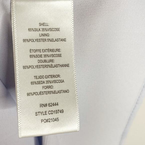 Nicole Miller Small Blue Pink Floral Oasis Silk Ruffle Midi Dress VNeck Cocktail - Picture 10 of 12